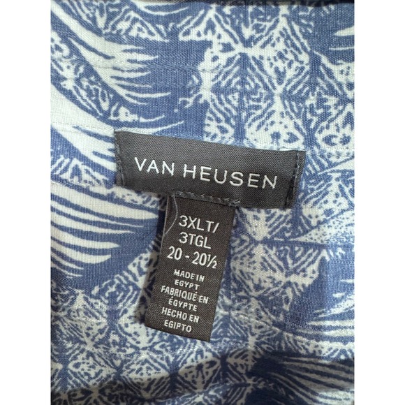 Van Heusen Button Up Men's Tropical Floral Print Blue 3XLT - Picture 2 of 5